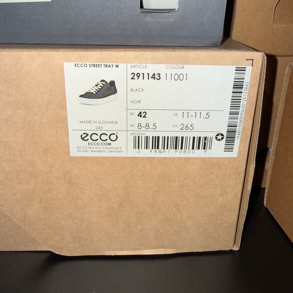 ECCO WOMEN'S 42 STREET TRAY BLACK LEATHER LIGHT WEIGHT SNEAKER NIB 29114311001 - Picture 6 of 6